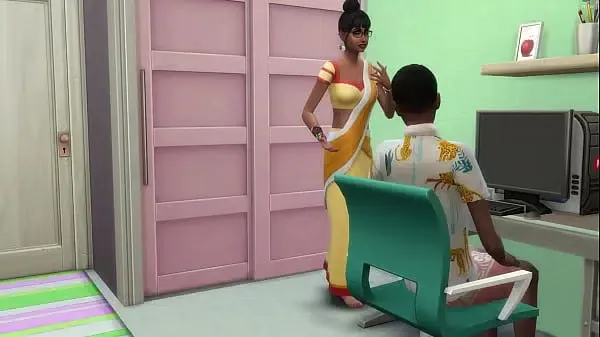 Indian desi mature woman teaches her step-nephew how to have sex for the first time