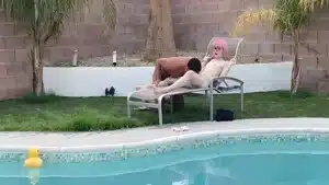 Andre Stone, Claire Tenebrarum And Claire Gemini – Tiny Trans Cutie Sucks Huge Cock By The Pool