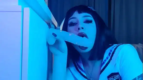 beauty in a student costume sweetly sucks a rubber dick and fucks her pussy – Peachgardens
