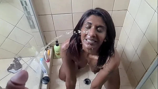 Desi whore getting her face soaked with piss in slowmo