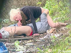 Glam Blonde Agrees To Lie Down On Grass To Get Her Orgasm