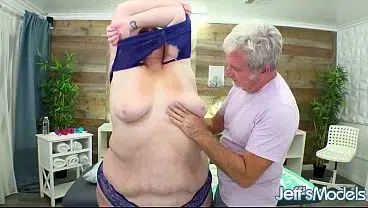 Grandpa Massages Fat Beauty Julie Ginger as She Sucks His Cock