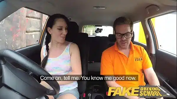 Fake Driving School – creampie from the teacher for cheating horny brunette student with great body