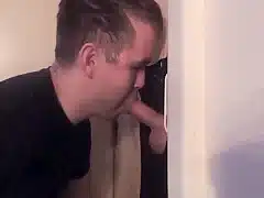 Oddly Shaped Uncut Guy Swings By For First Gloryhole Bj
