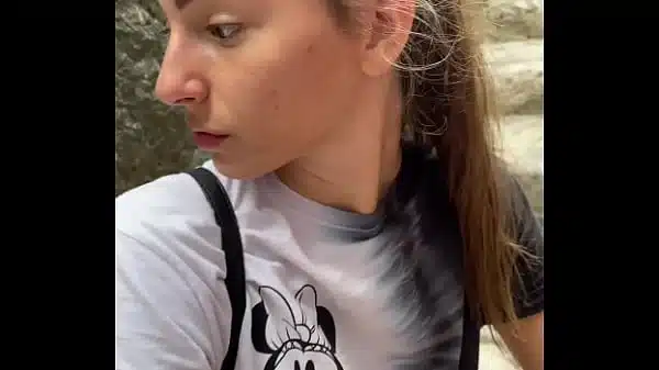 TALL SKINNY TEEN BRUNETTE FLASHES NATURAL TITS IN PUBLIC – RISKY DEEPTHROAT BLOW JOB AND SLOPPY DOGGY STYLE SEX