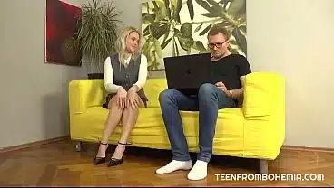 This cock raising petite blonde with nice tits was at the living room just for a little relax but ended up scrubbing some filthy cock instead
