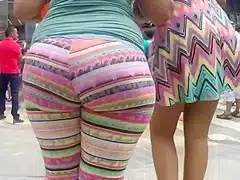 Big ass in striped leggings