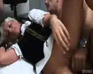 Blonde In Bavarian Uniform Fucked By Group Of Guys