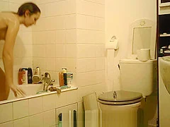 College teen 18+ Brunette Spy Bathroom 2