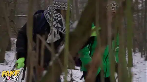 Fake Hostel Black and white guy fuck Lady Gang in a Winter Themed porno