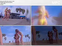 three girl with bikini beach