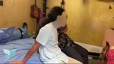Two men and a lovely girl in the exciting company of anal sex
