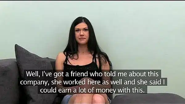 Casting First time facial for cute young brunette