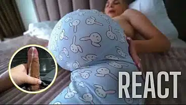 React: Stepmom seduces stepson by watching porn in morning with door open